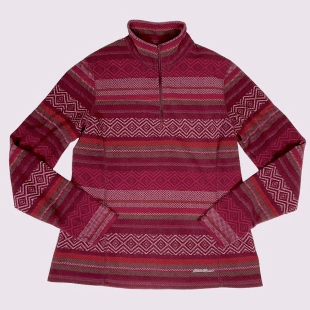 Eddie Bauer Fleece Pullover 1/4 Zip Womens Sz S Southwest Boho Aztec Pin…